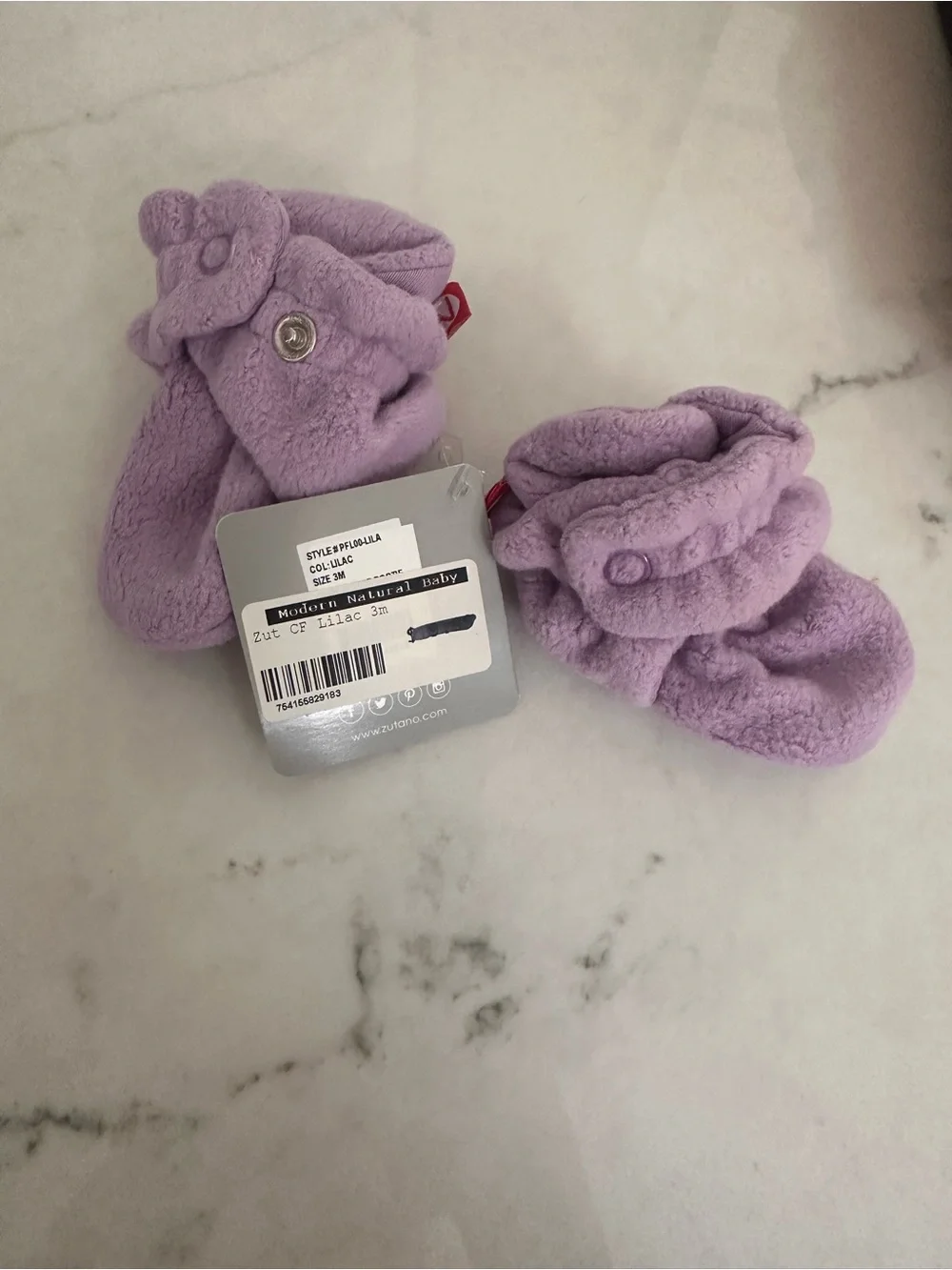 Zutano Lilac Plush Baby Booties